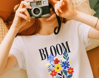 Bloom Floral Graphic T-Shirt, Botanical Nature Tee