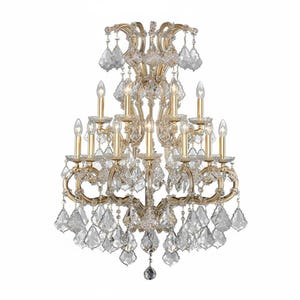 Maria Theresia 11-lichts goudmessing wandkandelaar – monumentale kristallen pendelverlichting