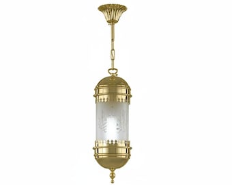 Al-Sayyeda Zeinab Islamic Lantern – 58cm Solid Brass Pendant Light, Etched Glass