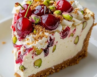 Kirsch-Pistazien-Käsekuchen Rezept | Cremiges Festliches Dessert Lieblingsstück Printable