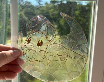 Pokémon Pikachu Eevee on Moon Sun Catcher, Rainbow Maker, Window Decal