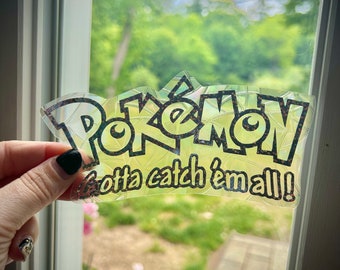 Pokémon Logo Silver Sun Catcher, Rainbow Maker, Window Decal