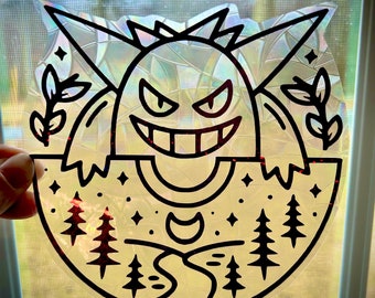 Pokémon Pokeball Gengar Sun Catcher, Rainbow Maker, Window Decal