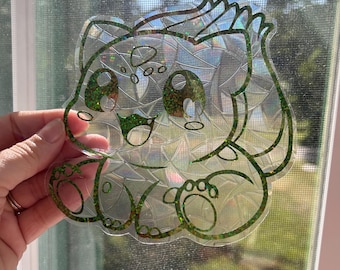 Bulbasaur Sun Catcher, Rainbow Maker, Window Decal (Holographic Vinyl)