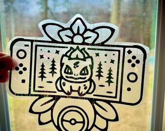 Pokémon Switch Bulbasaur Sun Catcher, Rainbow Maker, Window Decal