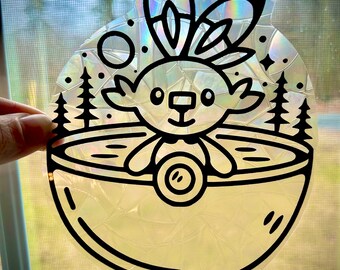 Pokémon Pokeball Scorbunny Sun Catcher, Rainbow Maker, Window Decal