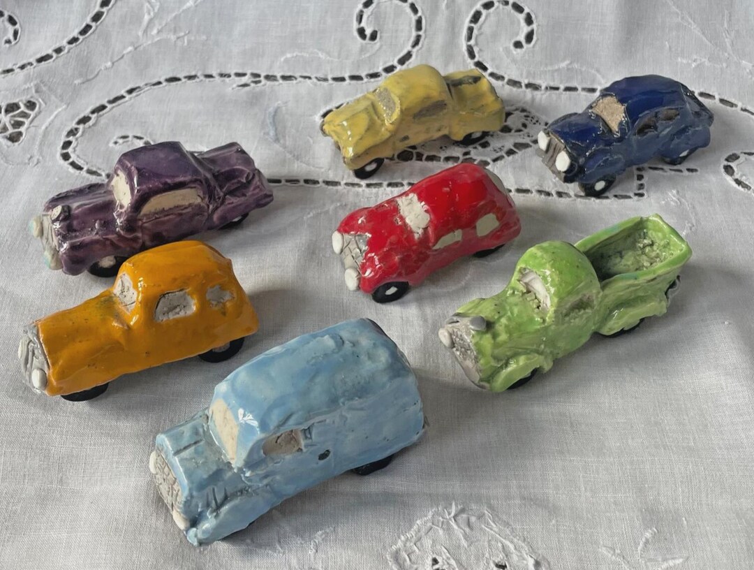 Handmade Acrs Handmade Folk Art Little Ceramic Cars - Etsy