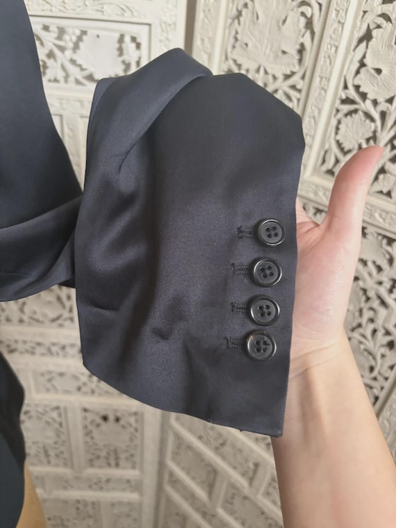Ann Demeulemeester Black/Dark Teal Silk Jacket - Gem