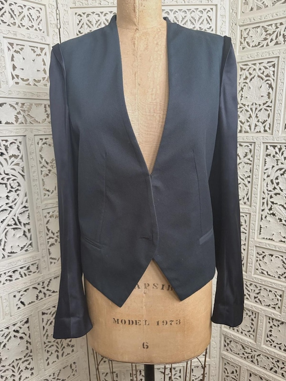 Ann Demeulemeester Black/Dark Teal Silk Jacket - Gem