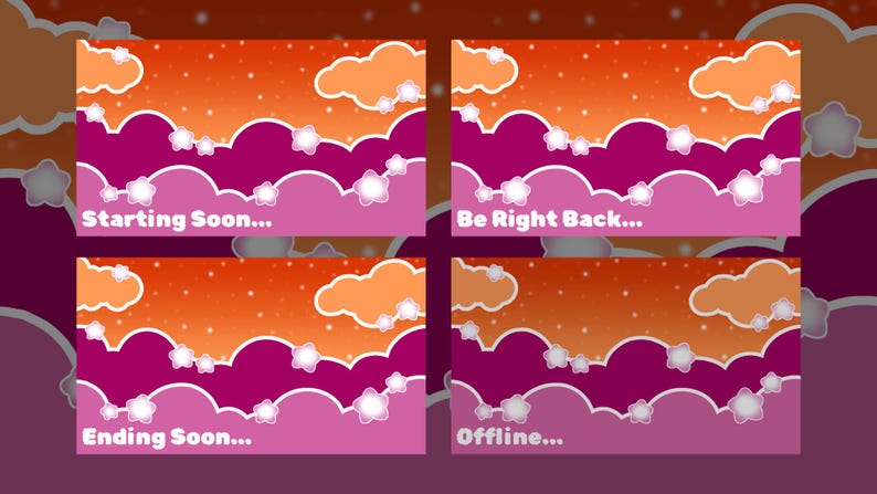 Lesbian Pride Animated Twitch Stream Overlay: Sunset Sky (digital ...