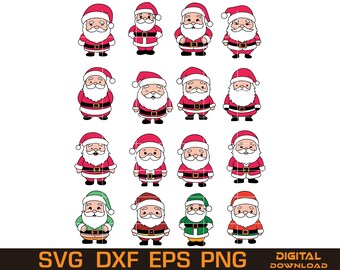 Cute Santa Claus Vector Clipart – Christmas SVG Bundle (Digital Download)