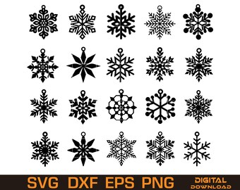 Snowflake Ornament SVG Bundle – Christmas Snowflake Clipart – Winter Laser Cut Files (Digital Download)
