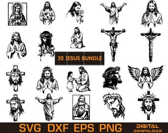 Jesus Line Art Vector Bundle – Religious Christian SVG Files (Digital Download)