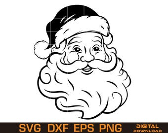 Santa Claus Line Art Vector – Vintage Christmas Portrait (Digital Download)