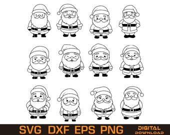 Santa Claus Line Art – Christmas Vector Clipart (Digital Download)