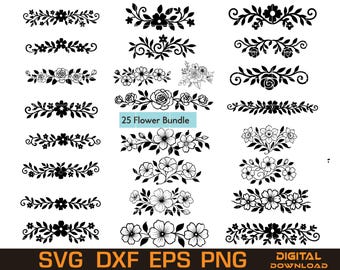 Floral Vines SVG Bundle, Laser Engraving Ornaments, Wedding Clipart (Digital Download)