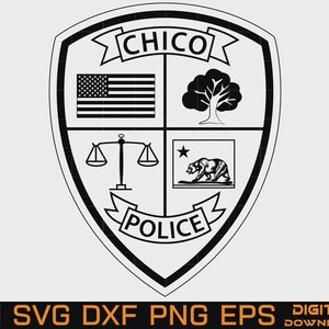 Chico California Police Badge SVG Vector File, Chico PD Vector Patch Shield(Instant Download)