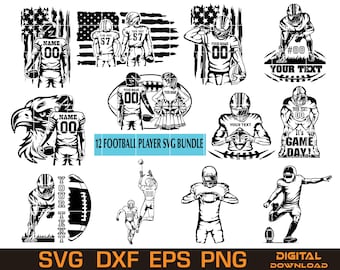 Custom Football Player SVG, Silhouette Vector, Laser Engraving Cut File (Digital Download)