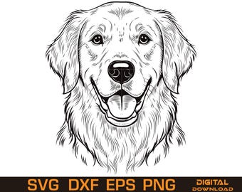 Smiling Golden Retriever Dog Vector Art – Laser Engraving, CNC Design (Digital Download)