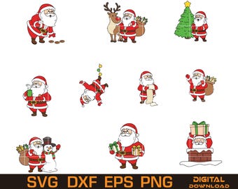 Santa Claus SVG Bundle, Christmas Vector Art (Digital Download