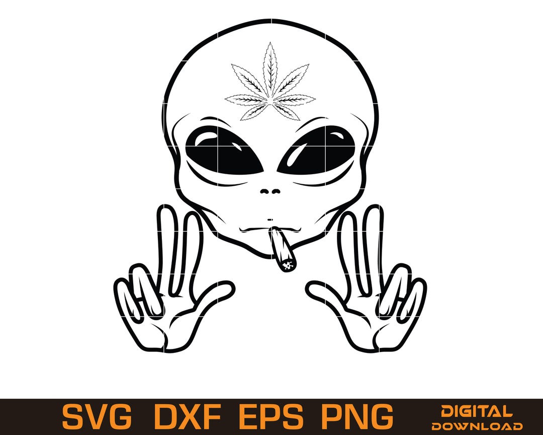 Funny Alien Smoking SVG | Vector Art, Cricut & Laser Cut (digital ...