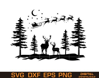 Christmas Night SVG File – Starry Forest SVG (Digital Download)