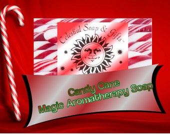 NEW Candy Cane Magic Aromatherapy Soap Bar - 5 oz.-  Cold Process SALE
