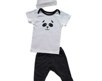 Organic Cotton Panda Shirt and Pants Set