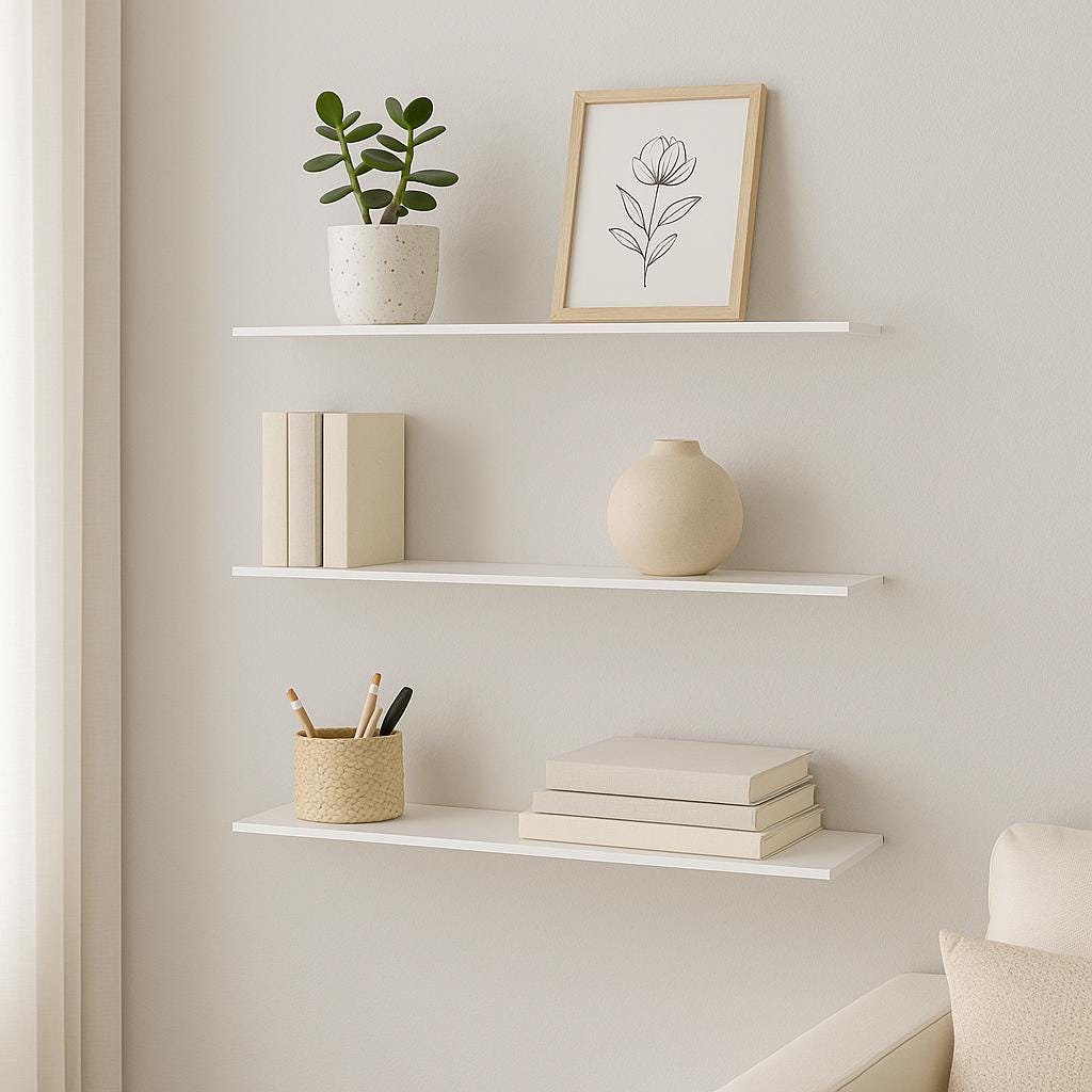 Ruichang Lot de 3 Étagère Murale Bois pour Salon Chambre Bureau Salle de Bains ou Cuisine