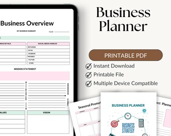 Business Planner stampabile 2025-2026 / Organizzatore per piccole imprese, finanza, obiettivi, marketing e pianificatore di produttività / PDF digitale