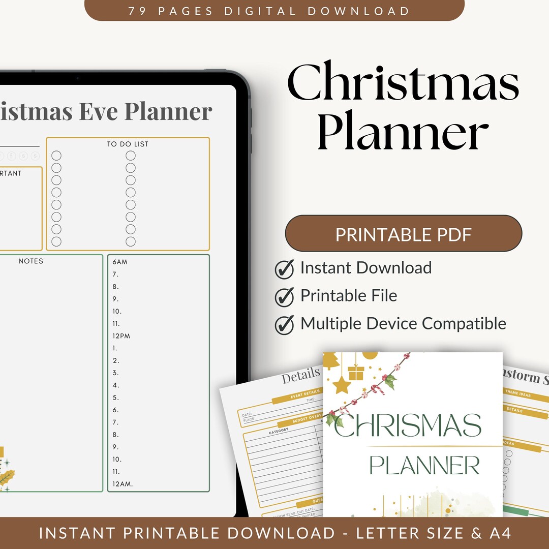 Christmas Planner Printable | Holiday Budget Gift List Menu Decor ...