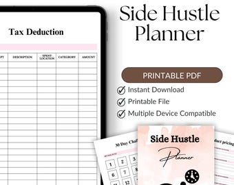 Planner per attività secondarie stampabile / Planner aziendale / Organizzatore di attività secondarie / Monitoraggio degli obiettivi / Registro entrate e uscite / Planner per piccole imprese in formato PDF
