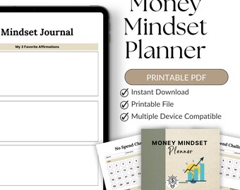 Pianificatore di mentalità finanziaria stampabile / Quaderno di lavoro sulla mentalità finanziaria / Pianificatore di budget per la manifestazione della ricchezza / Tracker degli obiettivi finanziari / PDF sulla finanza