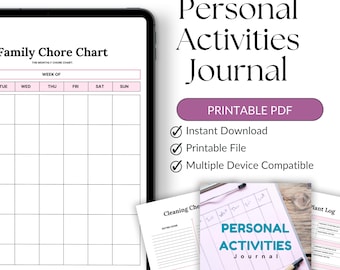 Diario delle attività personali stampabile / Pianificatore di routine giornaliera / Organizzatore di cura di sé / Monitoraggio delle abitudini / Diario della produttività PDF 2026