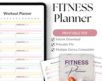 Planner fitness stampabile 2025-2026 / Tieni traccia di allenamenti, pasti, obiettivi e progressi / Planner salute / PDF digitale benessere / Tracker allenamento