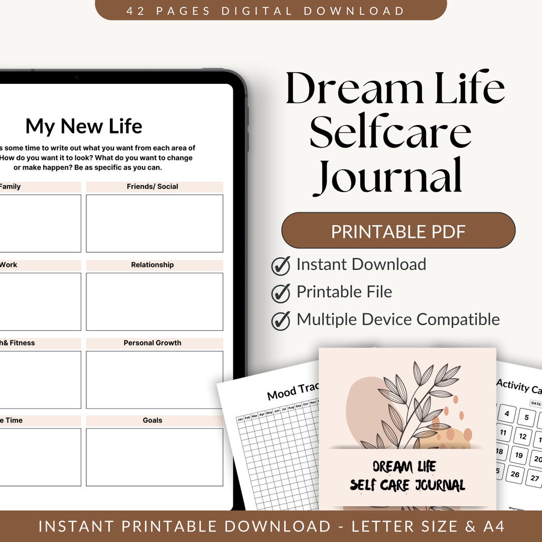 Dream Life Self Care Journal Printable 2025-2026 | Mindfulness Journal ...