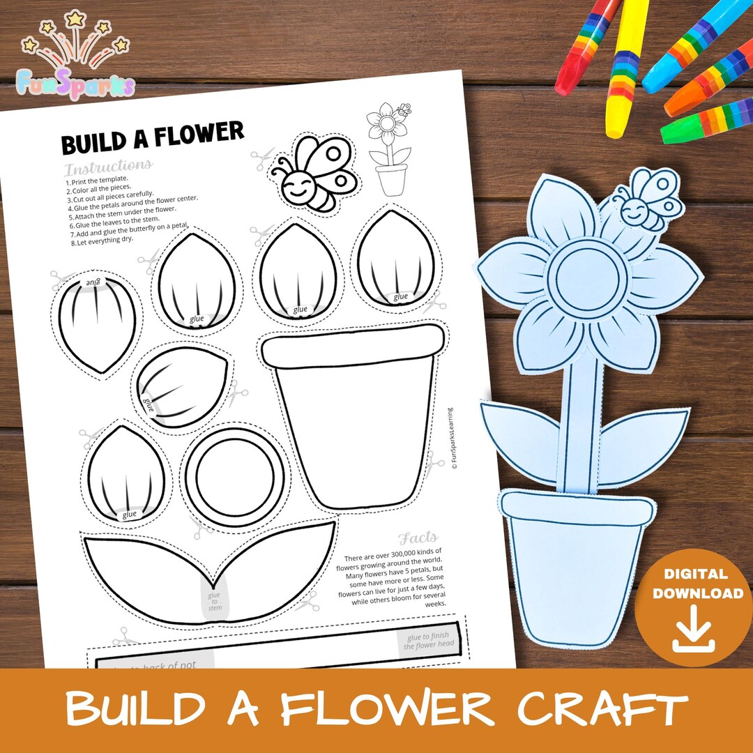 Build a Flower Paper Craft Kit | Spring Activity, Kids Cut and Paste ...