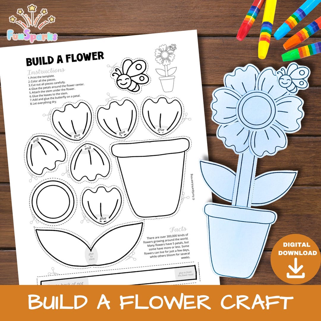 Build a Flower Paper Craft Kit | Spring Activity, Kids Cut and Paste ...