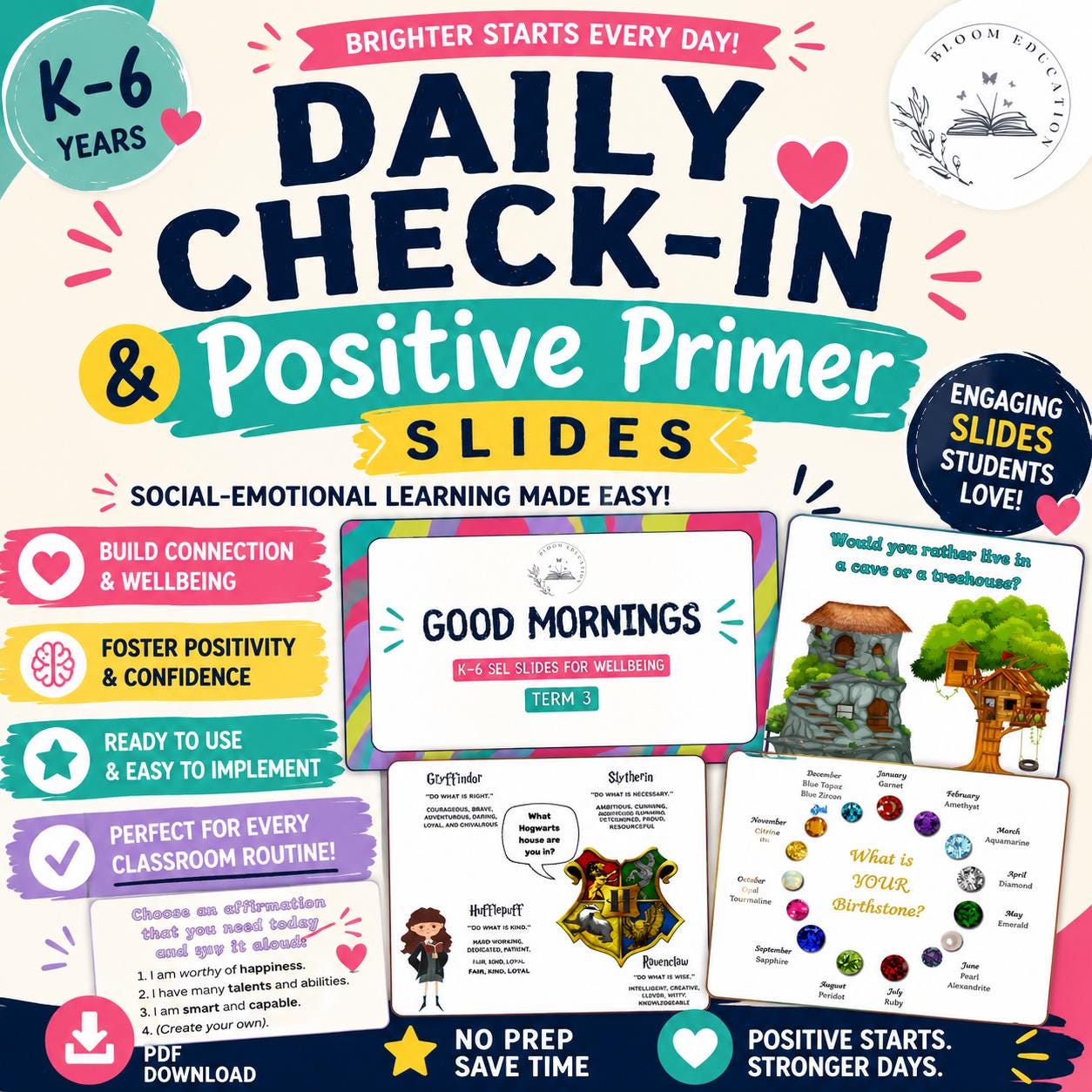 Positive Primers Math Class Daily Check-in Slides – Positive Primers for K-6 Classrooms (224 Slides ...