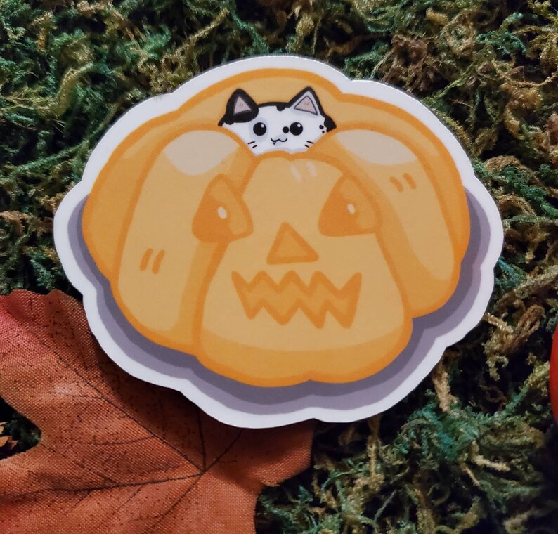 Peekaboo Pumpkin Kitty Die Cut Sticker Cute Pumpkin and Cat - Etsy