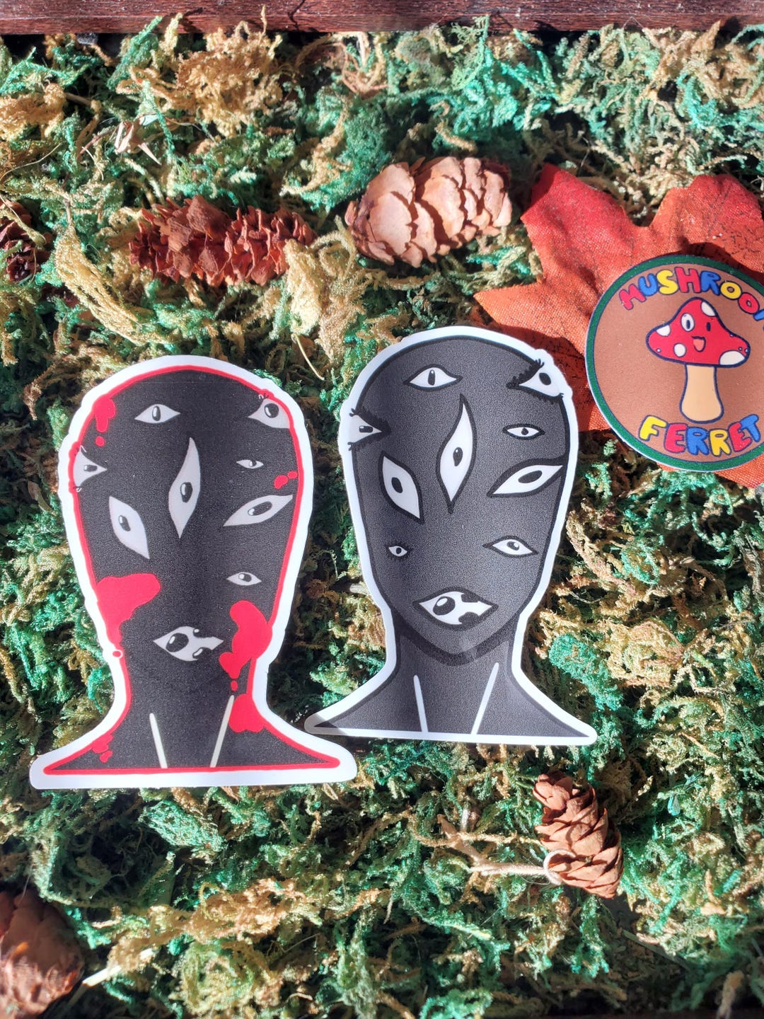 Creepy Eyes Die Cut Sticker, Handmade Die Cut Stickers, Creepy Stickers ...