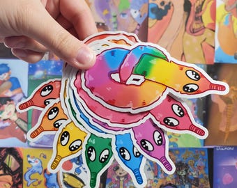Worm On A String Die Cut Sticker