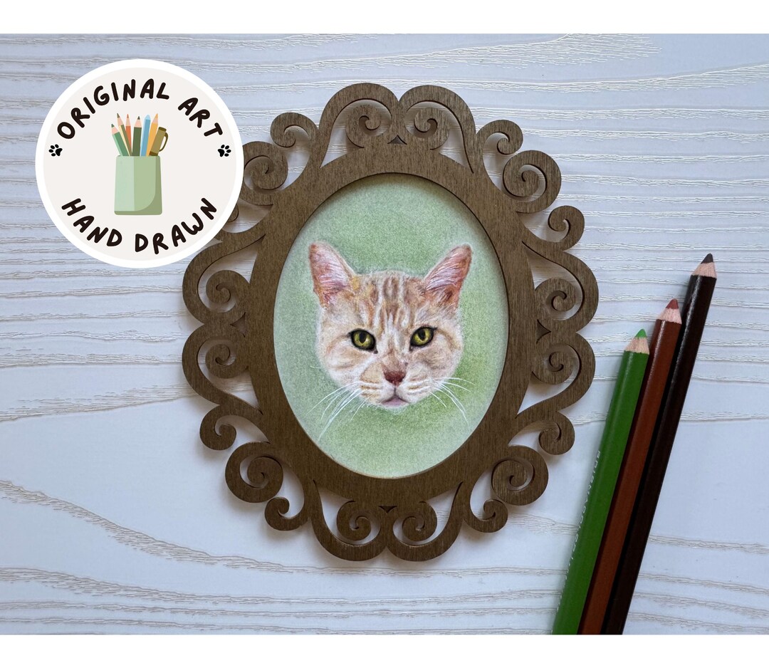 Custom Pet Portrait From Photo in Frame – Hand Drawn Colored Pencil Dog ...