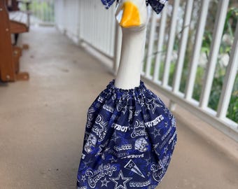 Dallas Cowboys Porch Goose Outfit, voetbalganzenjurk met bijpassende strik, kleding voor op het gazon tijdens de wedstrijddag, geschikt voor ganzen van 19 of 23 inch.