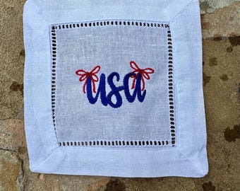 American Summer Cocktail Napkins, Set of 4