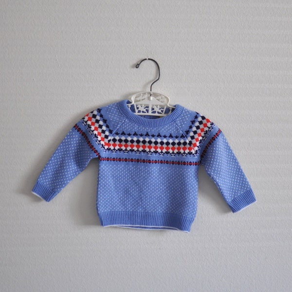 Vintage Blue Pattern Sweater (9-12 months)