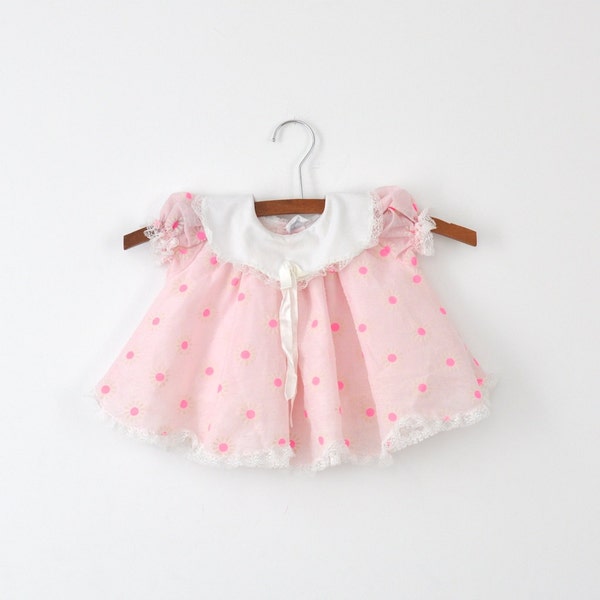 Vintage Pink Neon Daisy Dress with Bloomers (6-12 months)