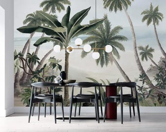 Tropical Palm Tree Wallpaper, Peel and Stick Wall Mural
