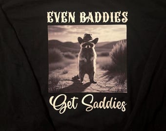 Raccoon Cowboy Graphic Long Sleeve Shirt - Country Western