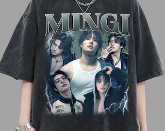 Vintage jaren 90 Mingi Ateez-T-shirt met bootleg, uniseks Kpop-T-shirt